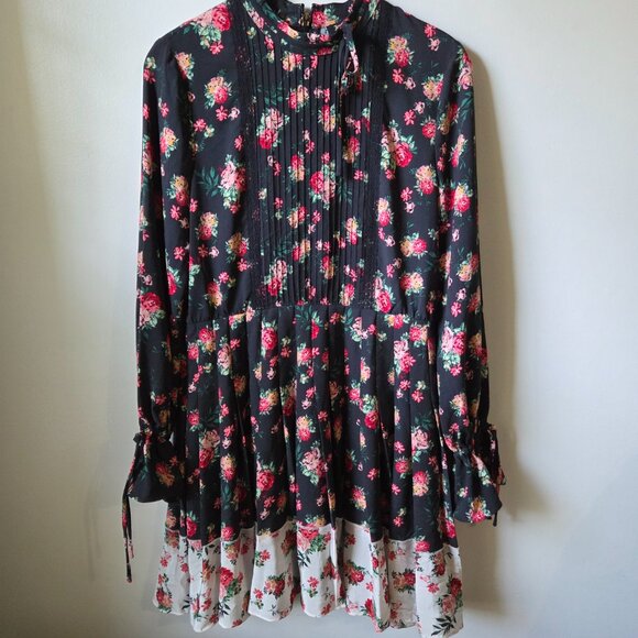 NEW W/O TAG JUICY COUTURE BLACK LABEL FLORAL PLEATED MOCKNECK DRESS SIZE 8/ S - Picture 1 of 16